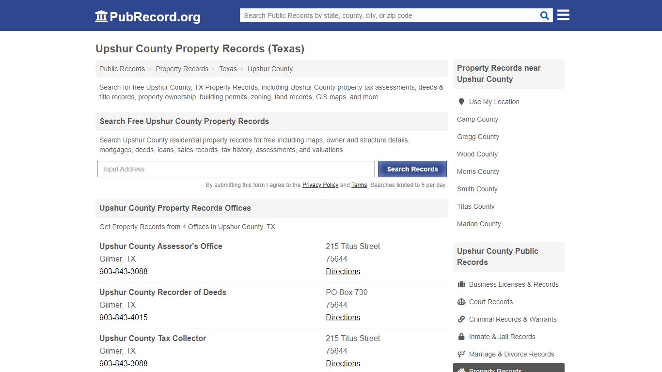 Upshur County Property Records (Texas) - Free Public Records Search